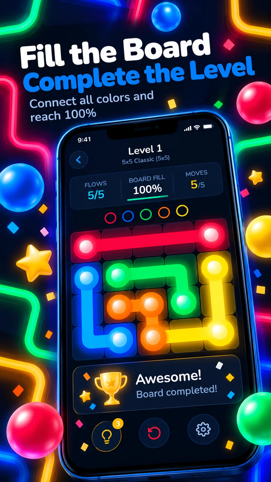 Pipe Bloom level complete promotional illustration